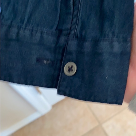 NSF CHAMBRAY RUFFLE-FRONT SHIRT DARK NAVY SZ L - Picture 5 of 7